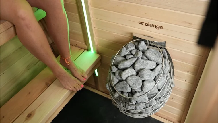 Close up look of the rocks in the Plunge Sauna.