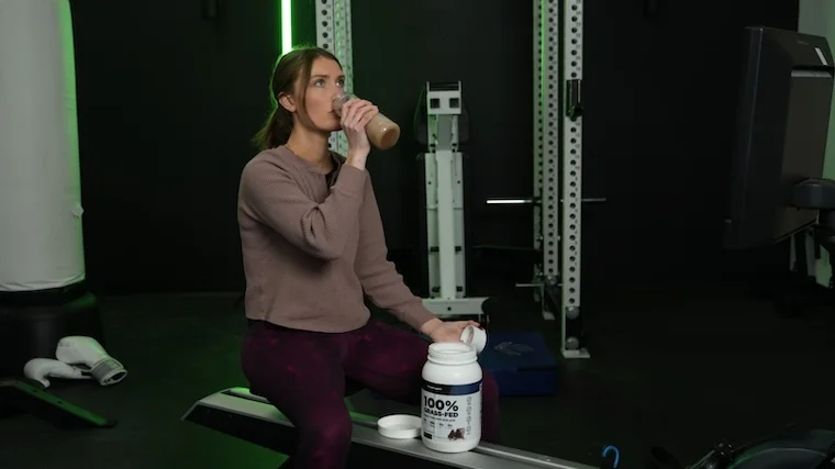 Our tester drinking a shake of Transparent Labs Whey Protein Isolate.