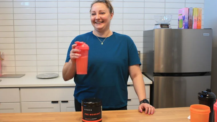 Our tester with Kaged Muscle Pre-Workout