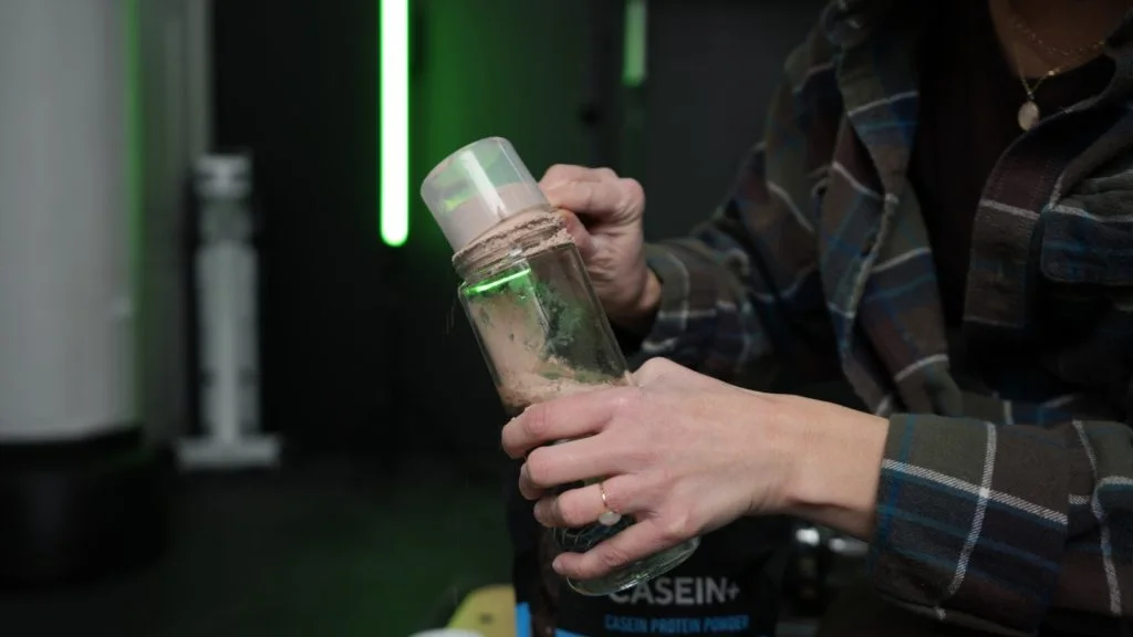 legion casien protein close up dumping scoop