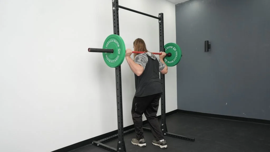 fringe sport unlimited squat pullup rack side full view getting ready to unrack