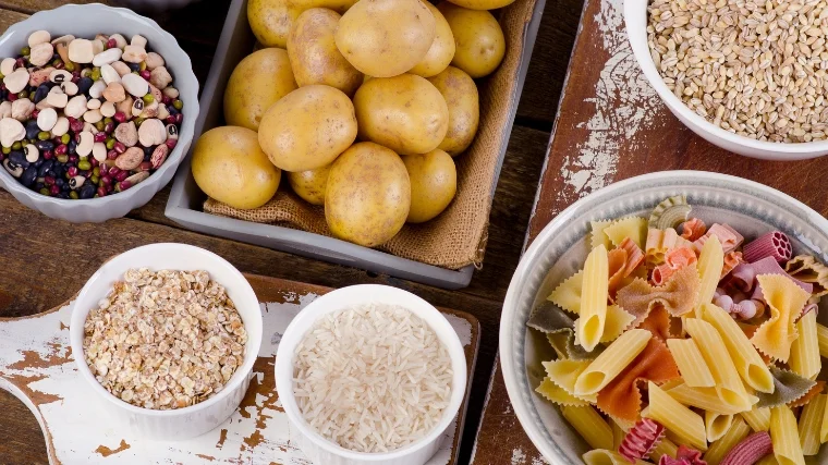 A display of carbohydrates-rich food sources