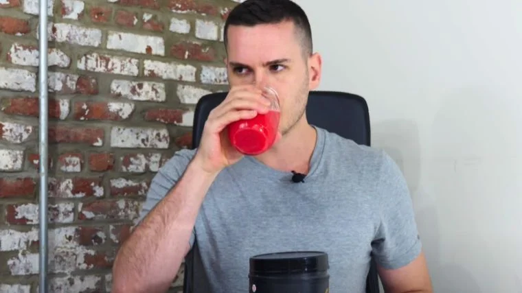 Our tester drinks something that looks very red and hopefully tasty.