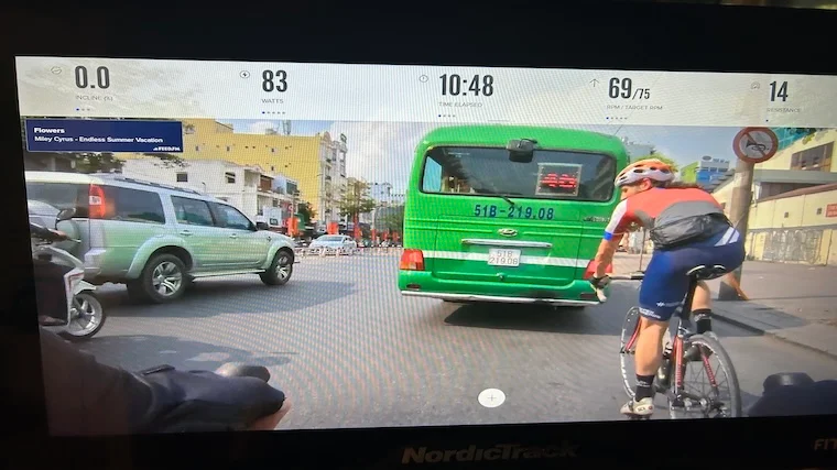 The on-screen experience of iFIT's virtual rides