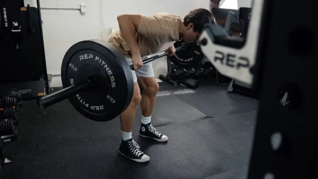 barbell rows with the rep fitness double black diamond power bar