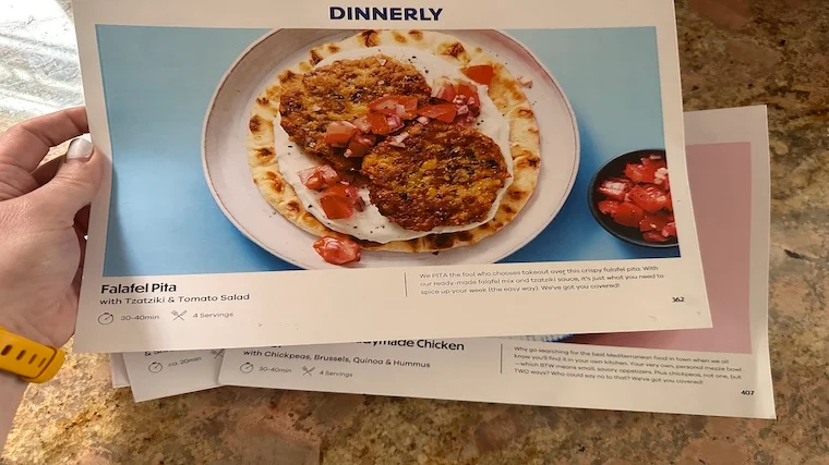 Dinnerly falafel pita recipe card