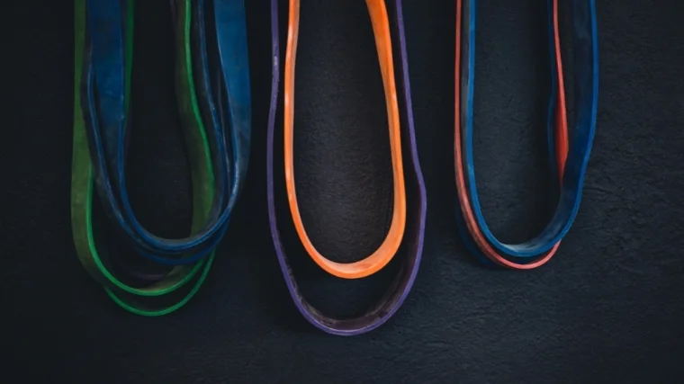 resistance bands hanging from wall