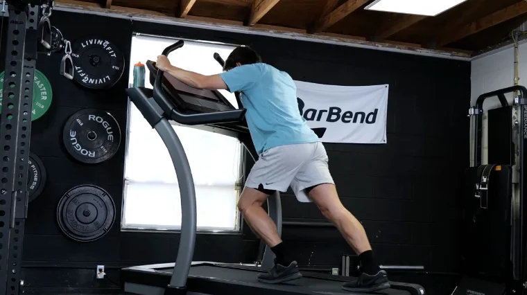 A BarBend tester using the Sled Push on the NordicTrack Commercial X22i.