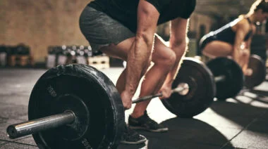 Man doing heavy deadlifts