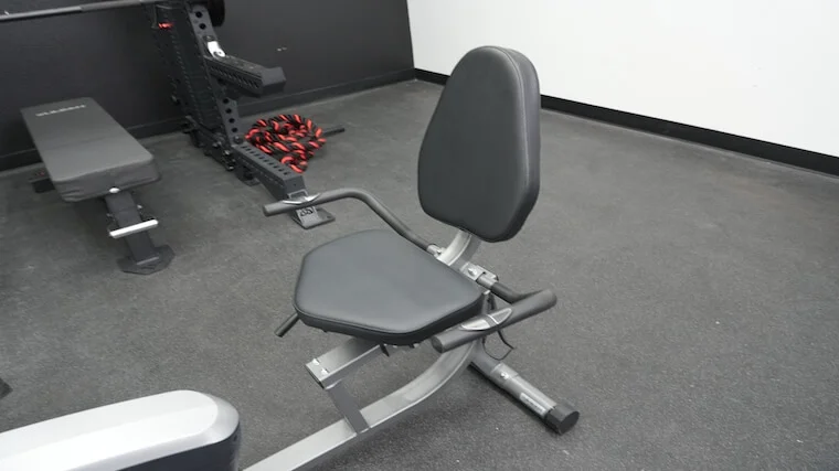 The cushioned seat featured on the Sunny Health and Fitness Essential Recumbent Bike