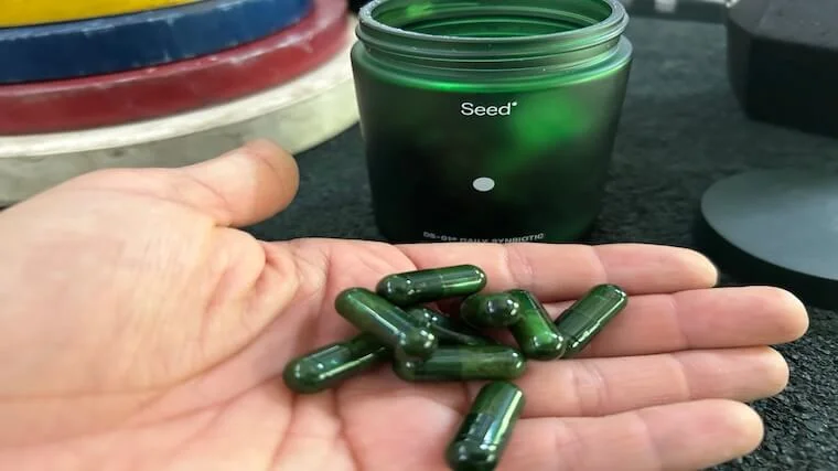 Our tester holding a handful of Seed DS-01 Daily Synbiotic