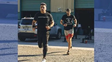 Two CrossFit athletes running