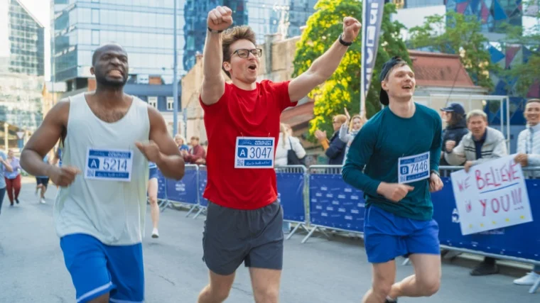 Athletes participating in a city marathon.