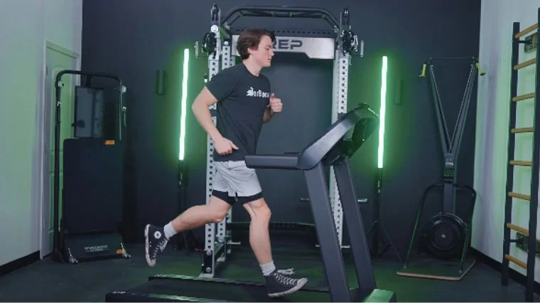 A person running on a treadmill