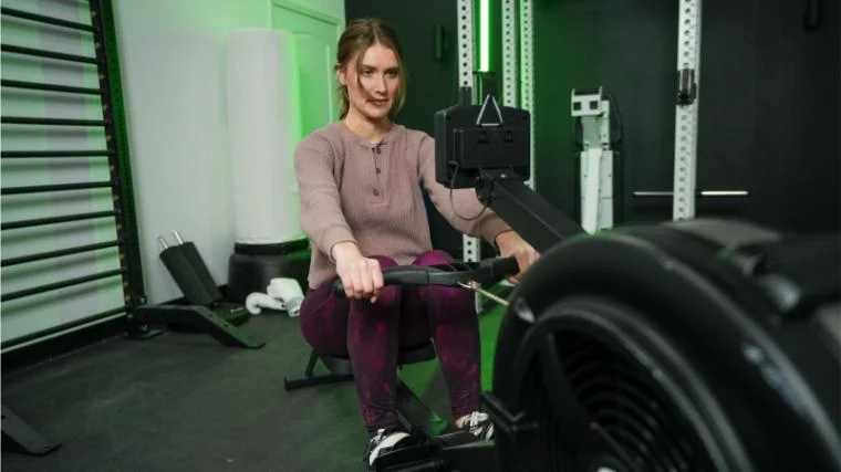 Our tester on the Vulcan Scull Rower
