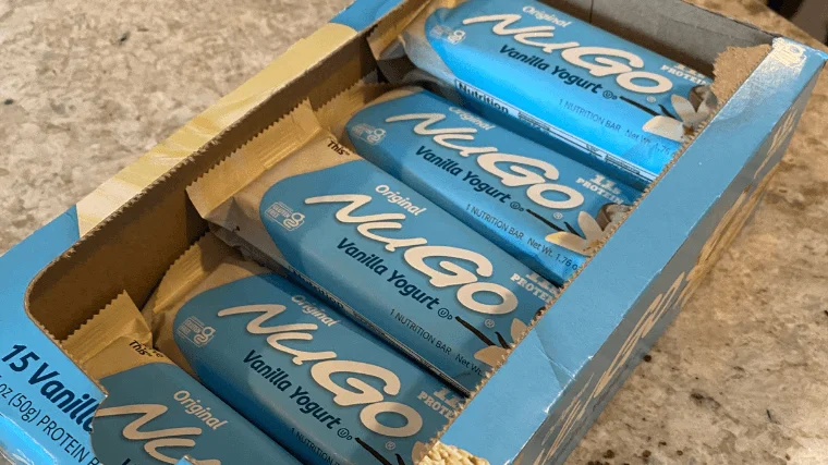 A case of NuGo Protein Bars