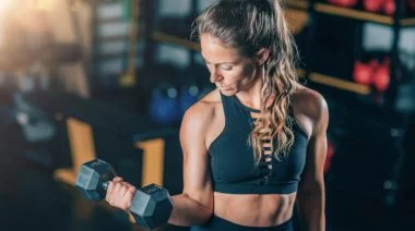 A woman performing arm exercises