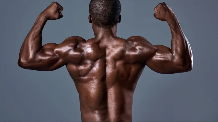 Man flexing back muscles