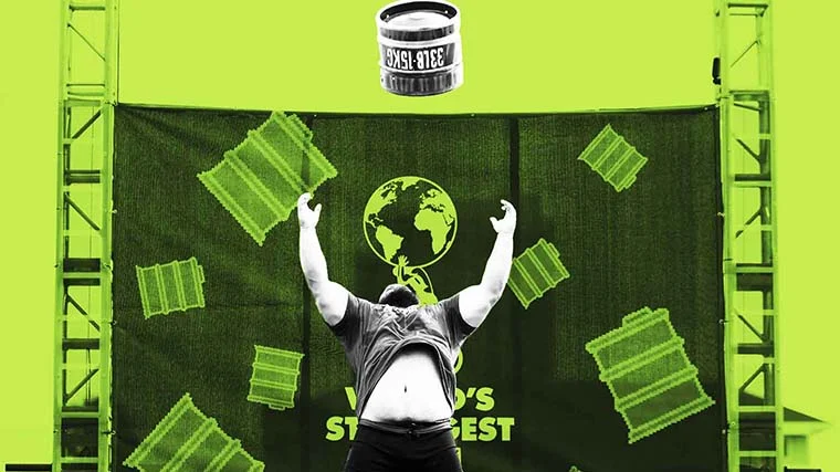3 strongmen break keg toss world record 2024 worlds strongest man 1