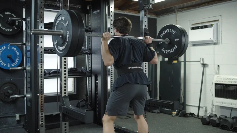 Jake Squatting with the Rogue and REP Bumpers