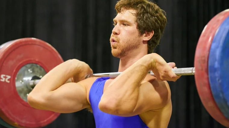 Athlete competing in a weightlifting competition.