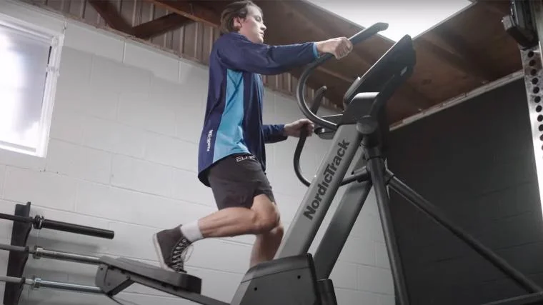 BarBend lead video reviewer Jake Herod on the NordicTrack FS10i.