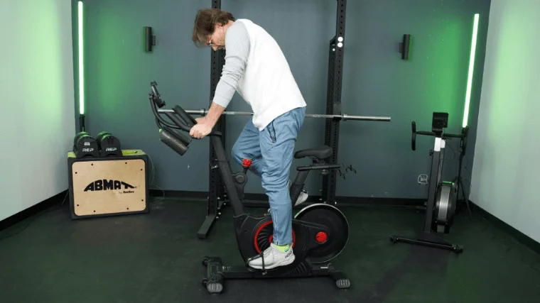 Our tester training on the Echelon Connect EX-5 exercise bike