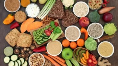 A display of many high-fiber foods