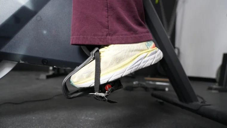 Pedal and strap on the Stryde Bike.