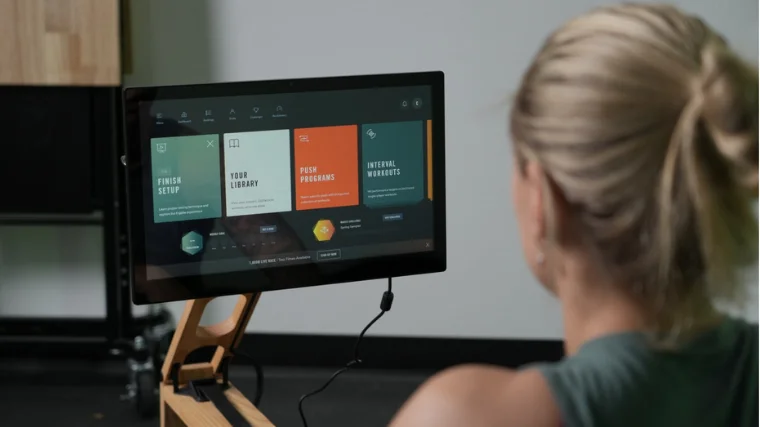Main menu on an Ergatta Lite Rower display.