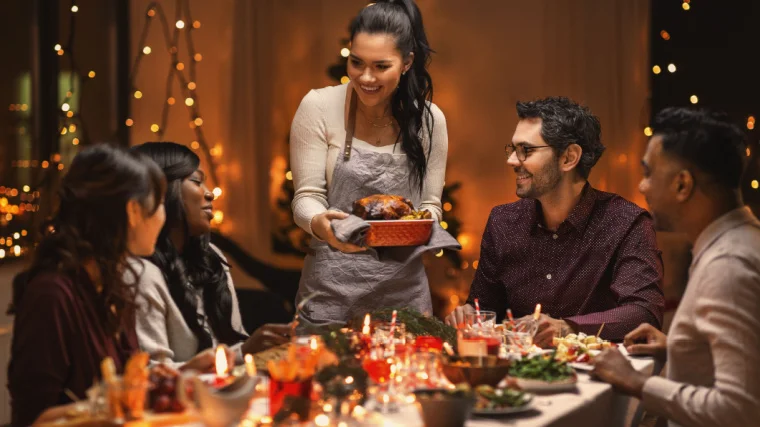 Group enjoying holiday meal