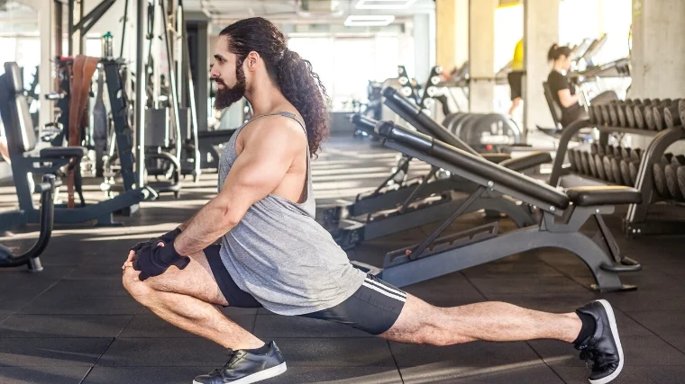 A person doing an ATG split squat.