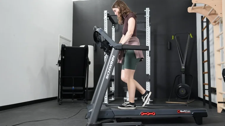 Our tester walking atop the Schwinn 810 treadmill