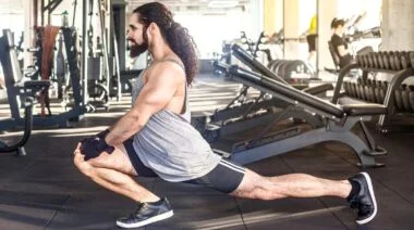 A person doing an ATG Split Squat.