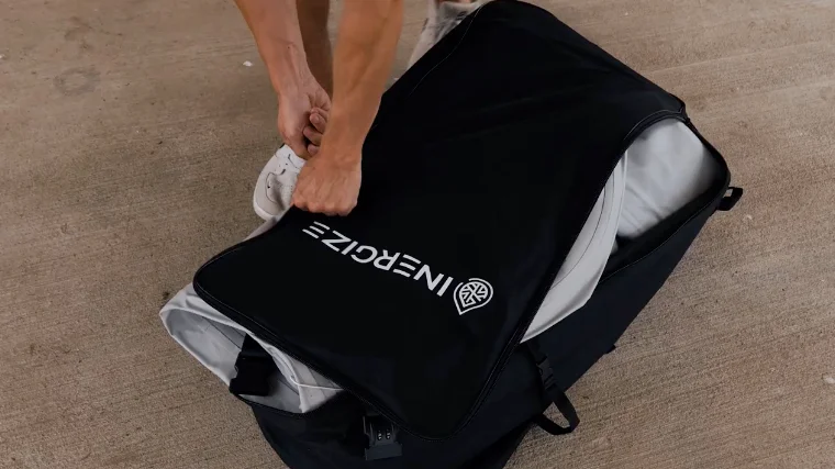 Putting the Inergize Cold Plunge in the Duffle Bag
