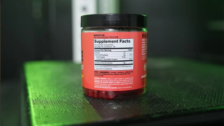 Nutrition label for Swoly Creatine Gummies.