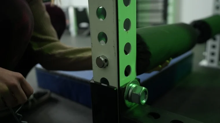 rep-fitness-leg-roller-attachment-end-of-roller-before-pin A close look at the cotter pin hole for anchoring a REP Fitness Leg Roller Attachment