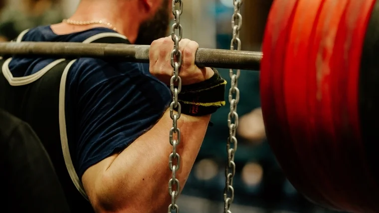 Powerlifter doing back squat