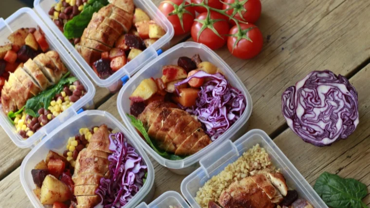 Preparing food in portion sizes.