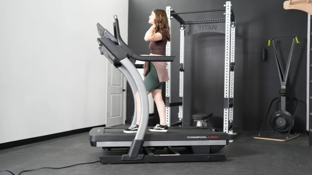 nordictrack-x22i-full-view-walking Our tester walking on NordicTrack Commercial x22i treadmill.