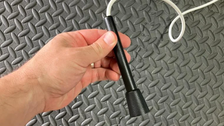 The handle on the Rogue Fitness Licorice Rope.