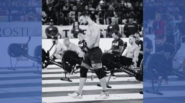 Black-and-white photo of Lazar Ðukić at the CrossFit Games