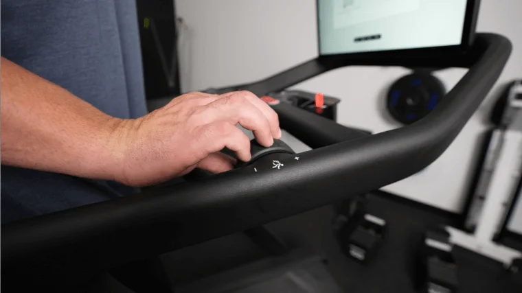 Adjustment knobs on the Peloton Tread.
