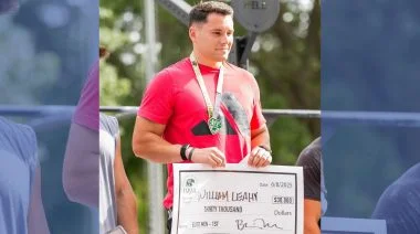 Bill Leahy stands on the podium at the NorCal Classic