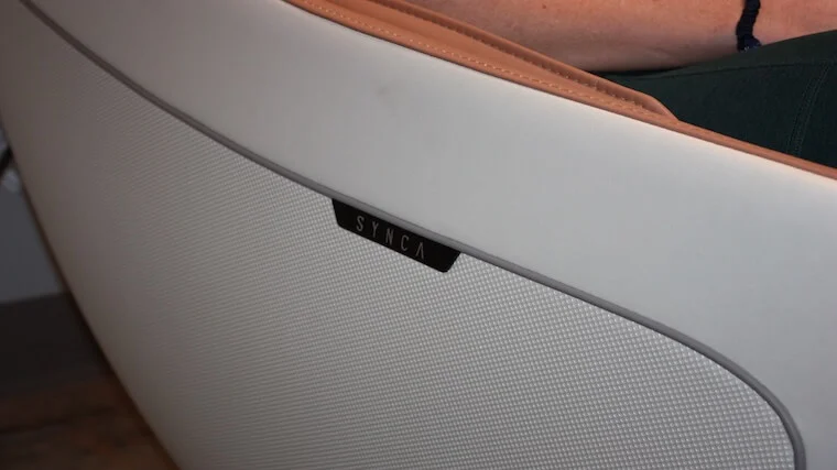 The side branding featured on the Synca Wellness CirC Massage Chair