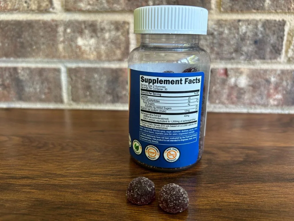 Nutricost ashwagandha nutrition label