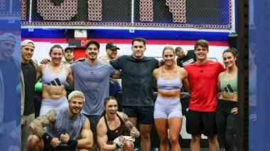 Athletes pose together