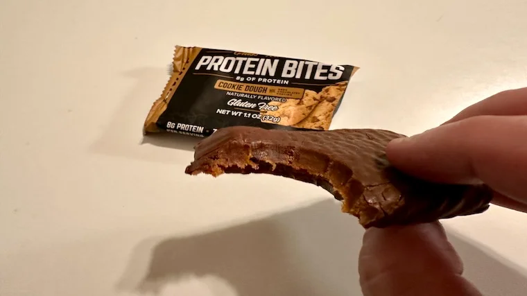 A close look at a bitten Onnit Protein Bite