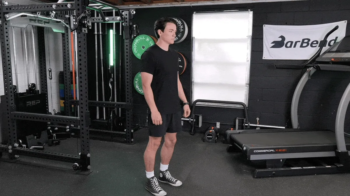 Our tester doing the high knees exercise.