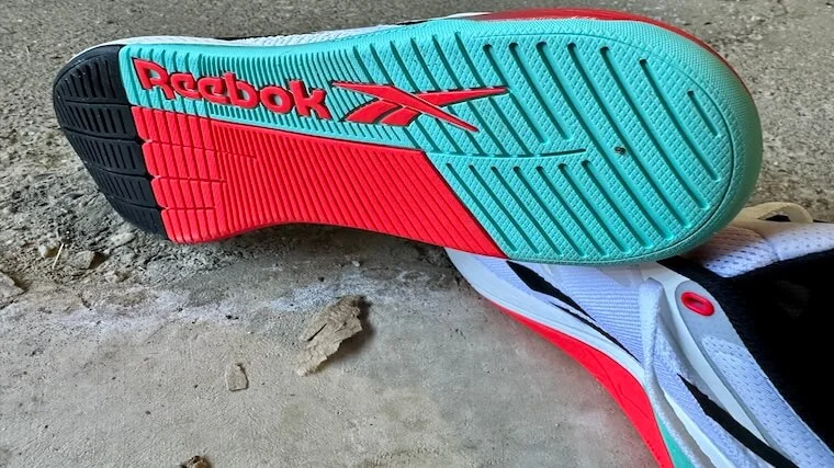 The Reebok Nano X5's decoupled rubber outsole